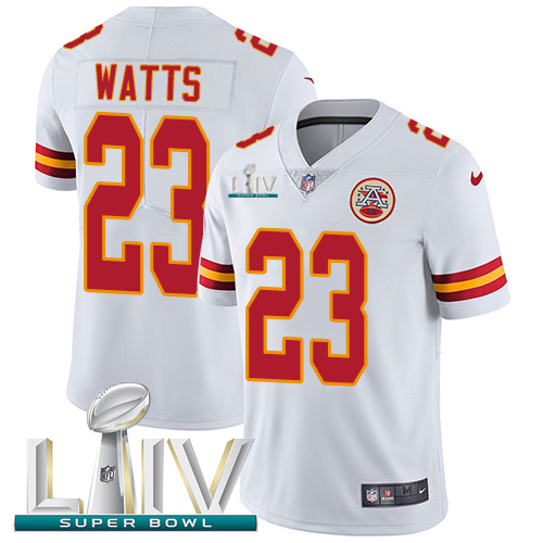 Kansas City Chiefs Nike #23 Armani Watts White Super Bowl LIV 2020 Youth Stitched NFL Vapor Untouchable Limited Jersey